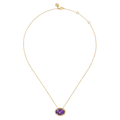 14K Yellow Gold Amethyst and Bujukan Double Pendant Necklace
