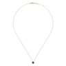 14K Yellow Gold Amethyst and Diamond Halo Pendant Necklace - 0.07 ct