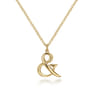 14K Yellow Gold Ampersand Pendant Necklace with Bezel Set Diamond Drop - 0.02 ct