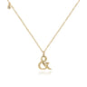 14K Yellow Gold Ampersand Pendant Necklace with Bezel Set Diamond Drop - 0.02 ct