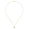 14K Yellow Gold Ampersand Pendant Necklace with Bezel Set Diamond Drop - 0.02 ct