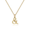 14K Yellow Gold Ampersand Pendant Necklace with Bezel Set Diamond Drop - 0.02 ct
