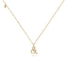 14K Yellow Gold Ampersand Pendant Necklace with Bezel Set Diamond Drop - 0.02 ct