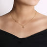 14K Yellow Gold Ampersand Pendant Necklace with Bezel Set Diamond Drop - 0.02 ct
