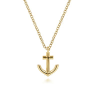 14K Yellow Gold Anchor Pendant Necklace