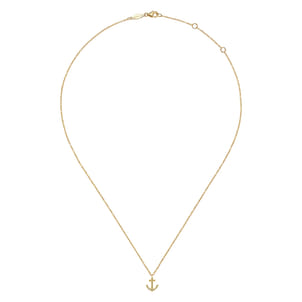 14K Yellow Gold Anchor Pendant Necklace
