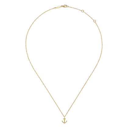 14K Yellow Gold Anchor Pendant Necklace