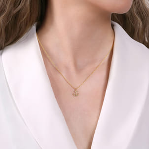 14K Yellow Gold Anchor Pendant Necklace