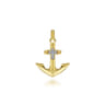 14K Yellow Gold Anchor Pendant with Diamonds - 0.1 ct