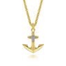 14K Yellow Gold Anchor Pendant with Diamonds - 0.1 ct