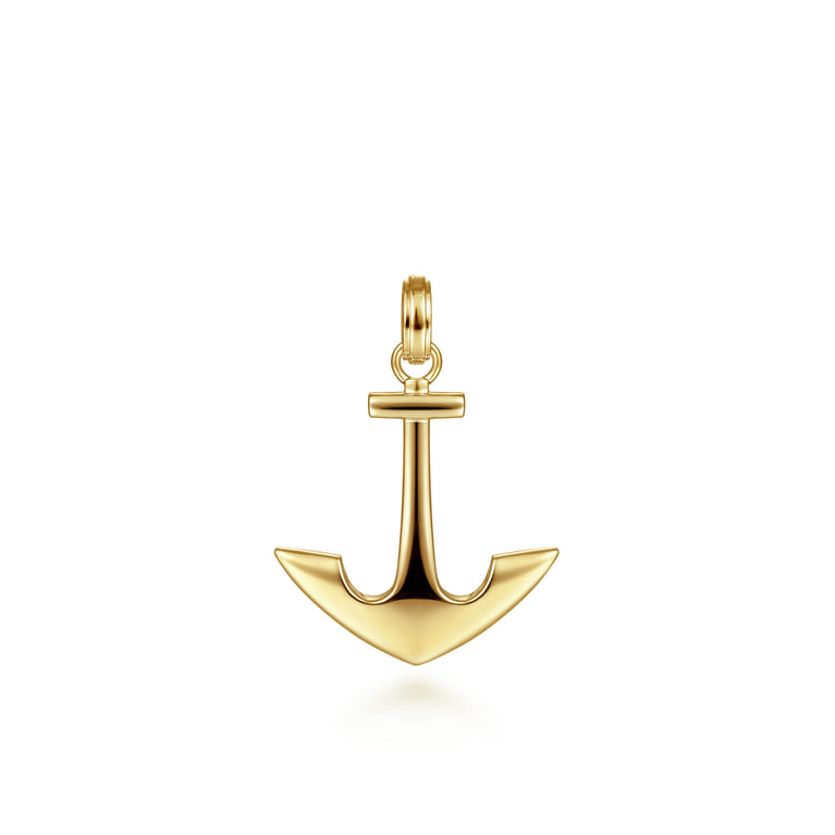 14K Yellow Gold Anchor Pendant - Shot 1