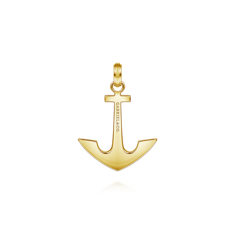 14K Yellow Gold Anchor Pendant - Shot 2