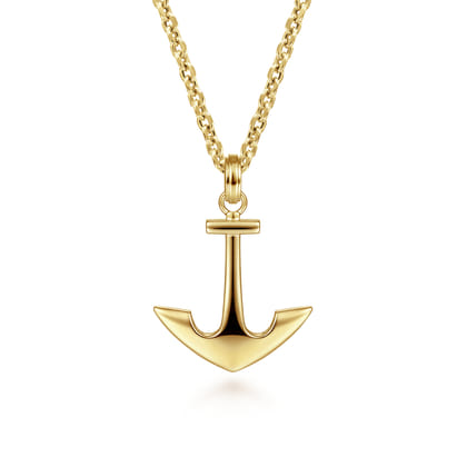 14K Yellow Gold Anchor Pendant