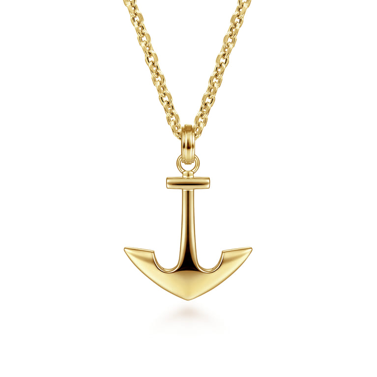 14K Yellow Gold Anchor Pendant - Shot 3