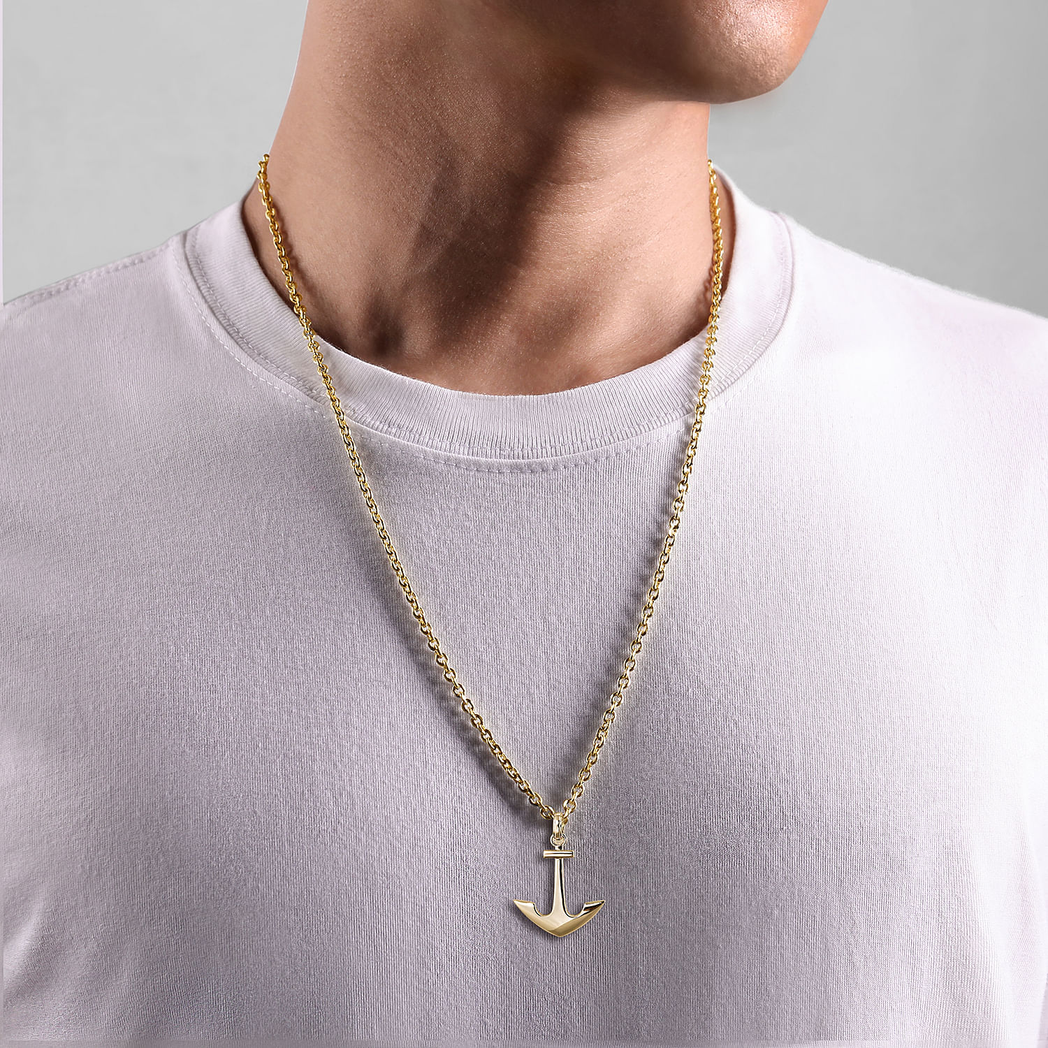 14K Yellow Gold Anchor Pendant - Shot 4