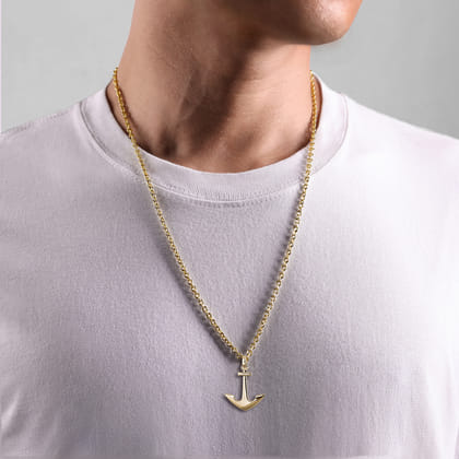 14K Yellow Gold Anchor Pendant