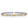 14K Yellow Gold And 925 Sterling Silver Three Station Bar Bujukan Bangle Bracelet