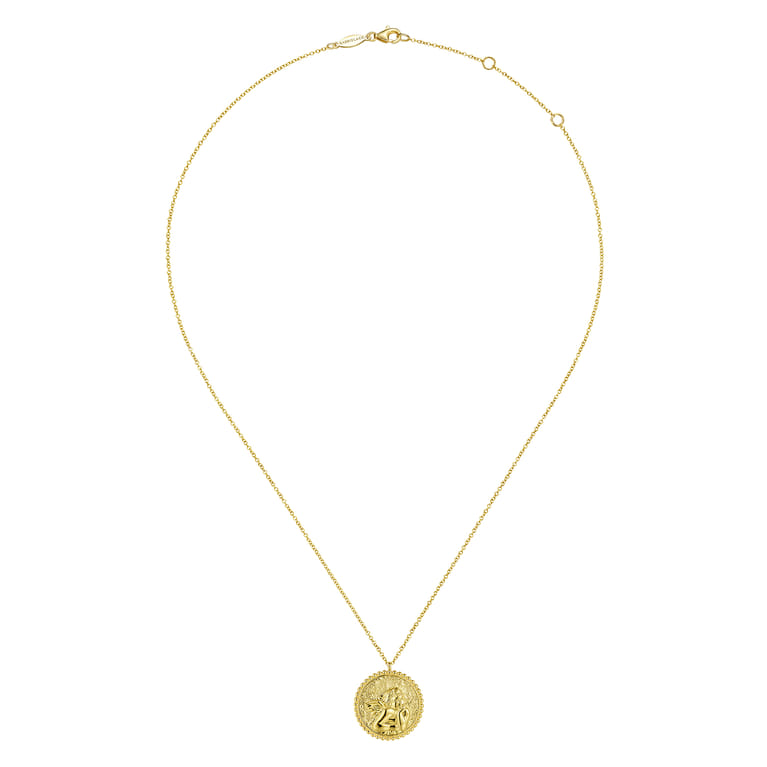 14K Yellow Gold Angel Pendant Necklace - Shot 2