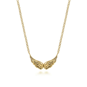 14K Yellow Gold Angel Wings Necklace