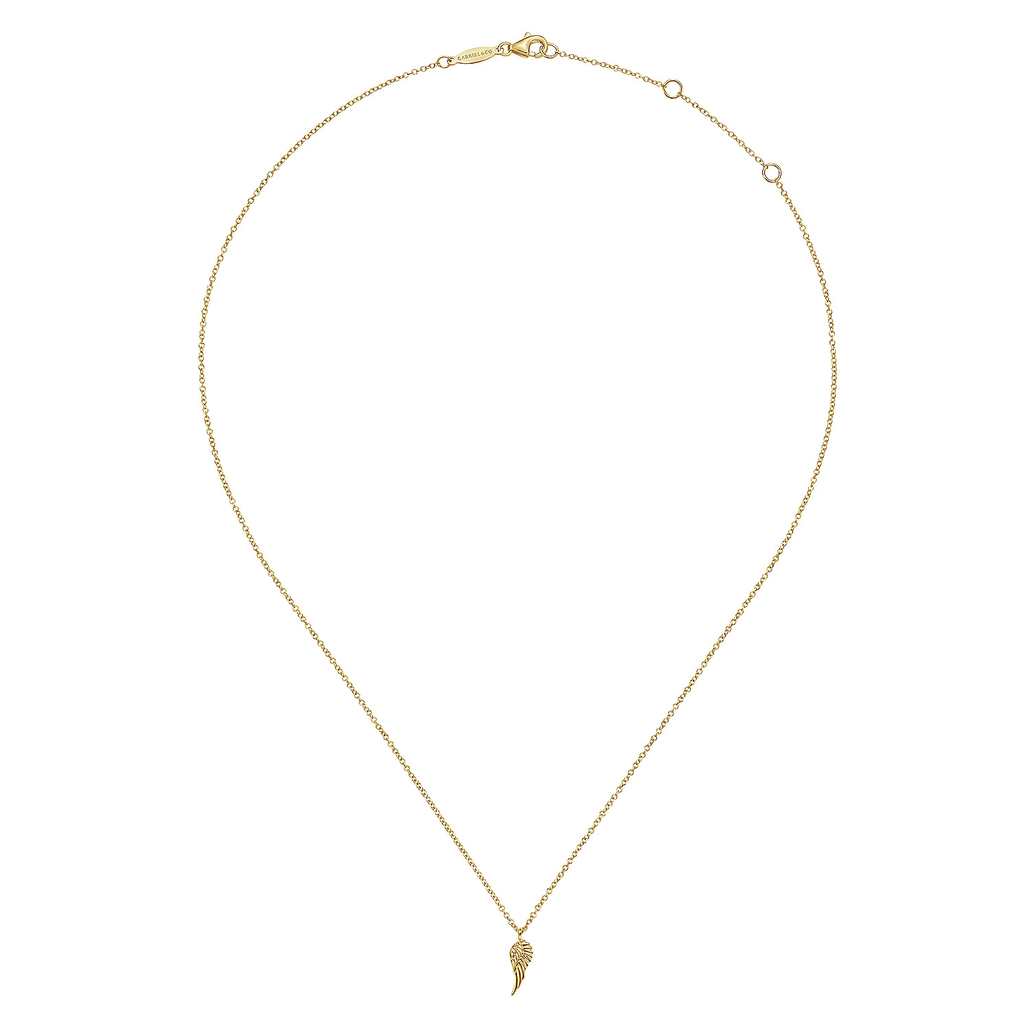 14K Yellow Gold Angel Wings Pendant Necklace - Shot 2