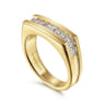 14K Yellow Gold Angular Diamond Ring in Satin Finish - 0.5 ct