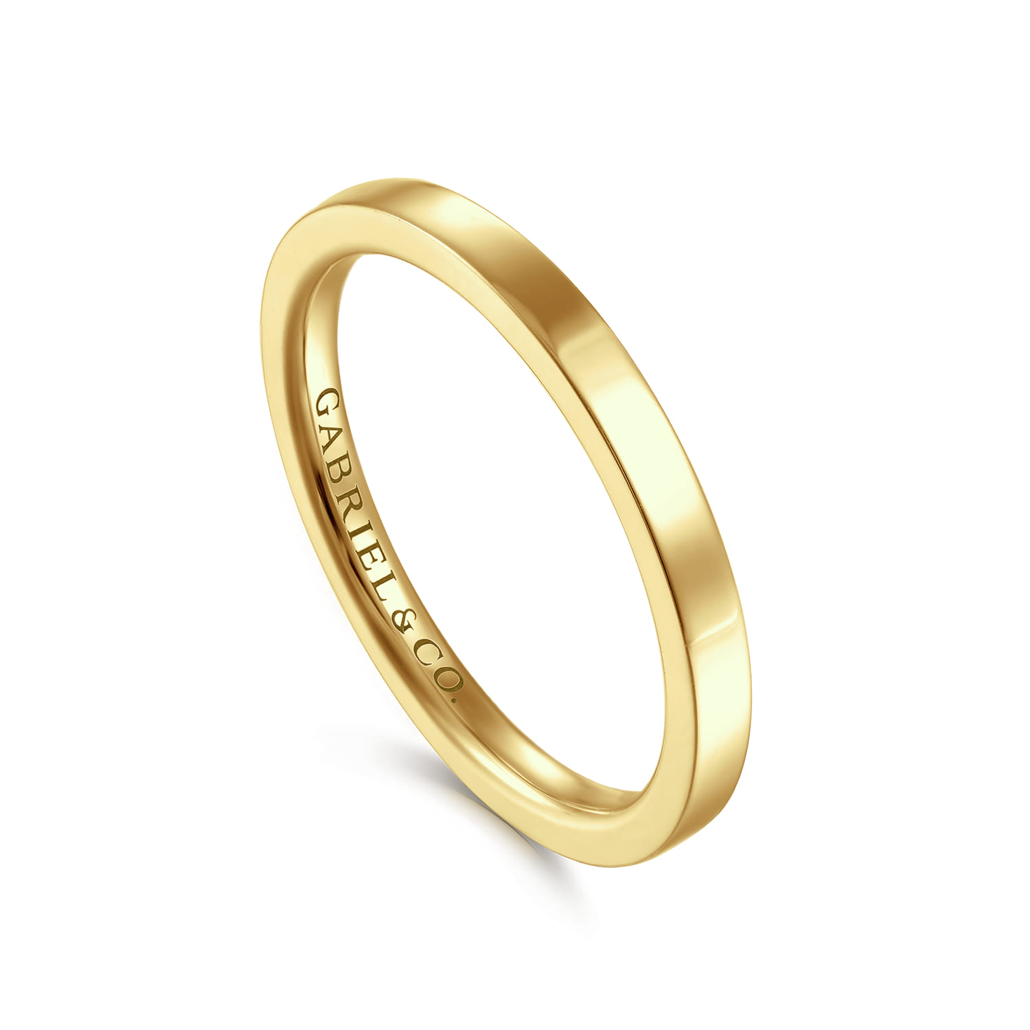 Straight Wedding Ring in 14k Yellow Gold with   at Gabriel & Co. - Shot 3