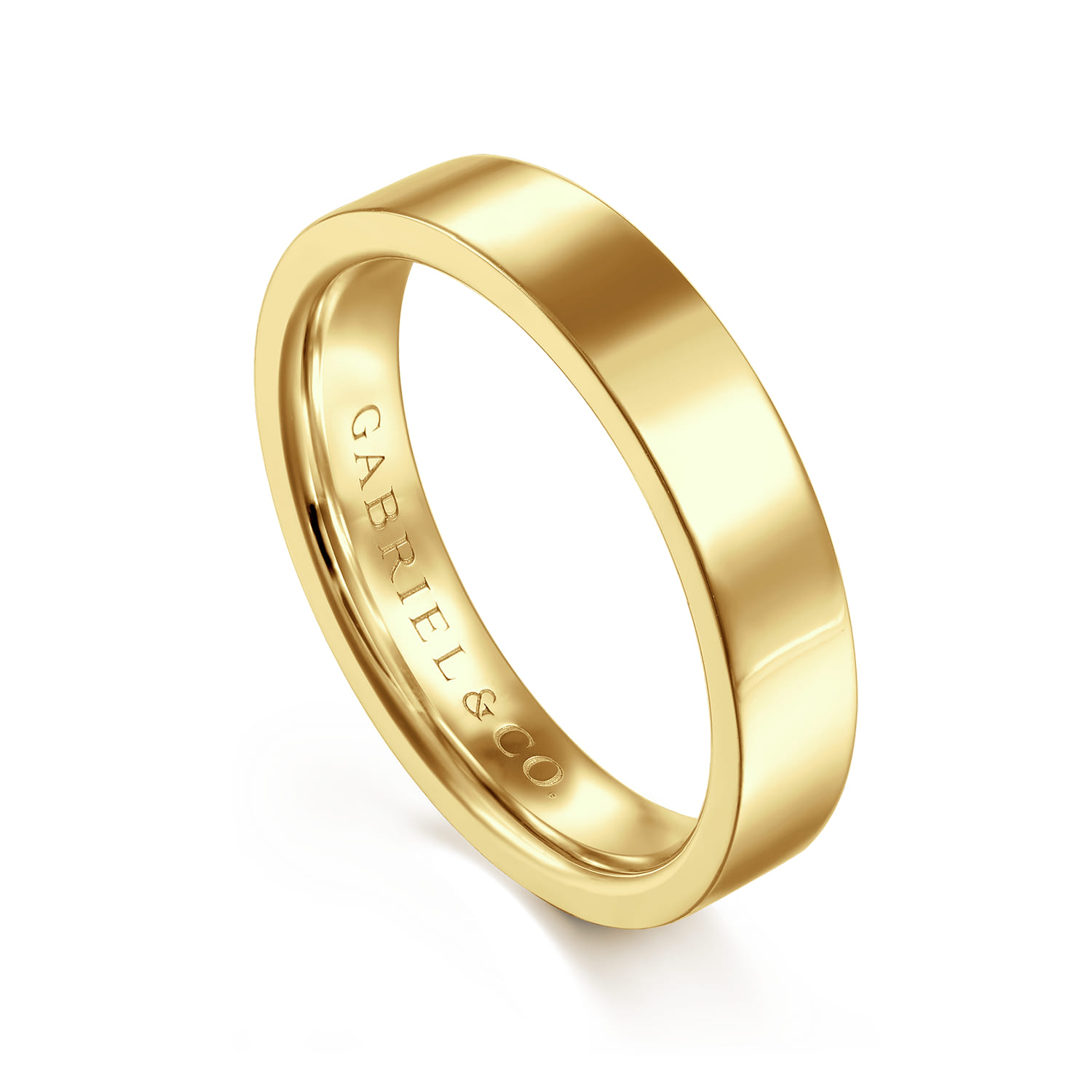 Straight Wedding Ring in 14k Yellow Gold with   at Gabriel & Co. - Shot 3