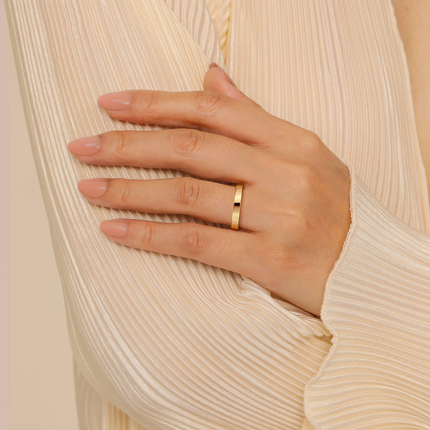 Straight Wedding Ring in 14k Yellow Gold with   at Gabriel & Co. - Shot 5