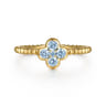 14K Yellow Gold Aquamarine Cluster Clover and Bujukan Bead Stackable Ring