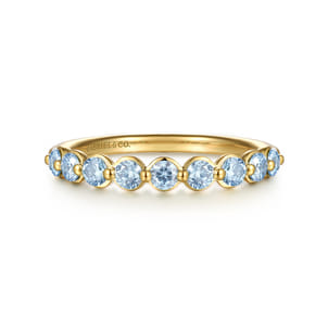 14K Yellow Gold Aquamarine Stackable Ring