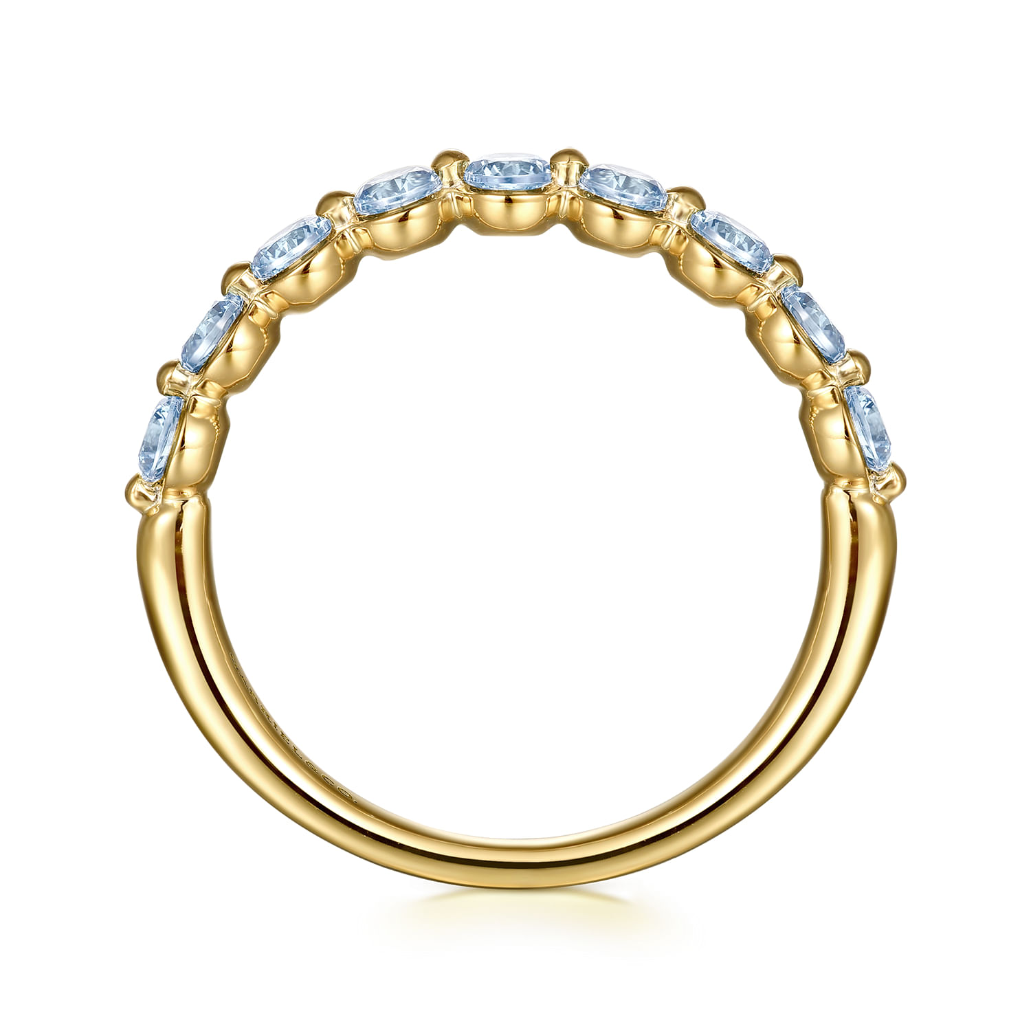 14K Yellow Gold Aquamarine Stackable Ring