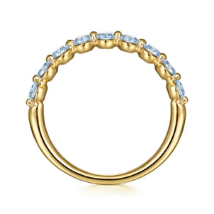14K Yellow Gold Aquamarine Stackable Ring