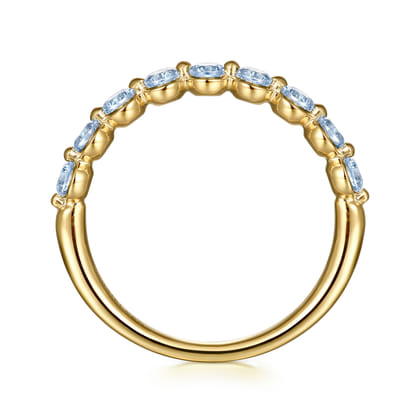14K Yellow Gold Aquamarine Stackable Ring