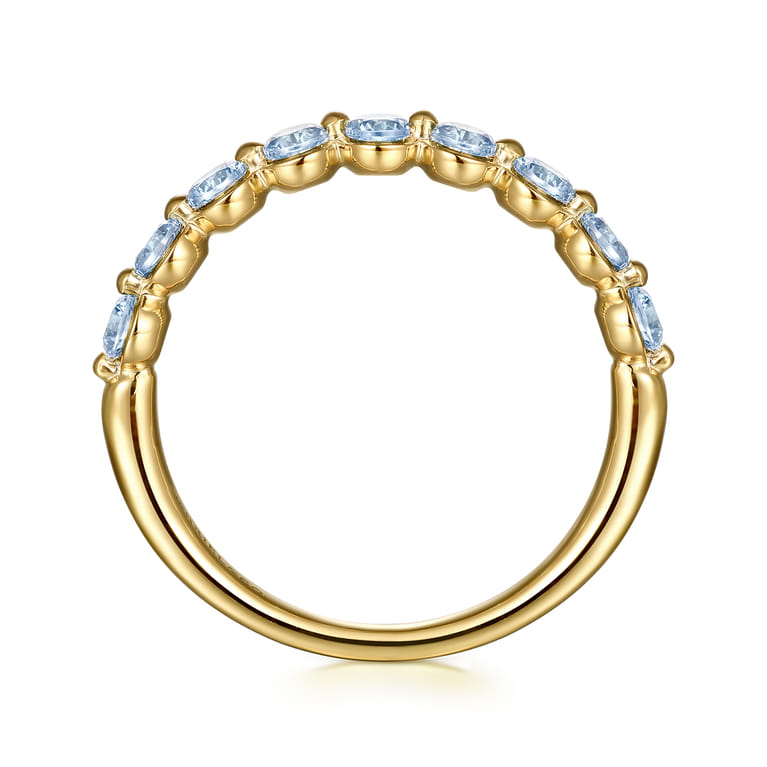 14K Yellow Gold Aquamarine Stackable Ring - Shot 2