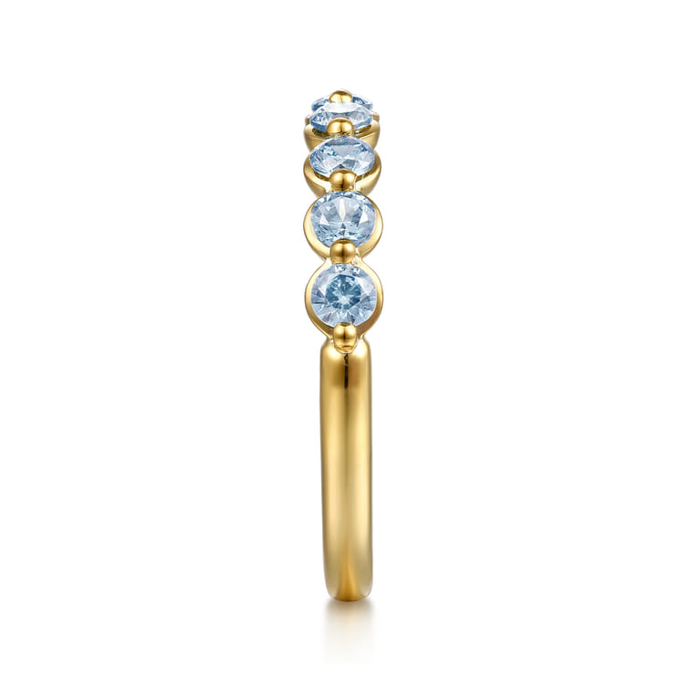 14K Yellow Gold Aquamarine Stackable Ring - Shot 4