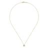 14K Yellow Gold Aquamarine and Diamond Halo Pendant Necklace - 0.07 ct
