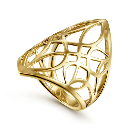 14K Yellow Gold Aztec Cutout Ring
