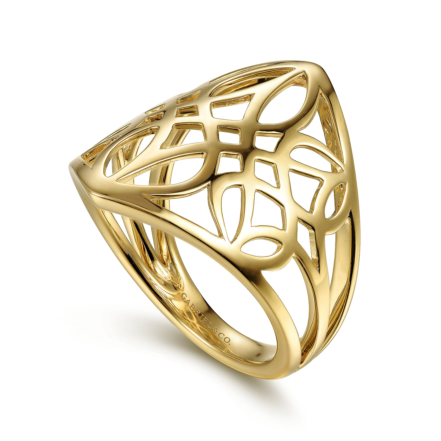 14K Yellow Gold Aztec Cutout Ring - Shot 3