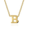 14K Yellow Gold B Initial Necklace