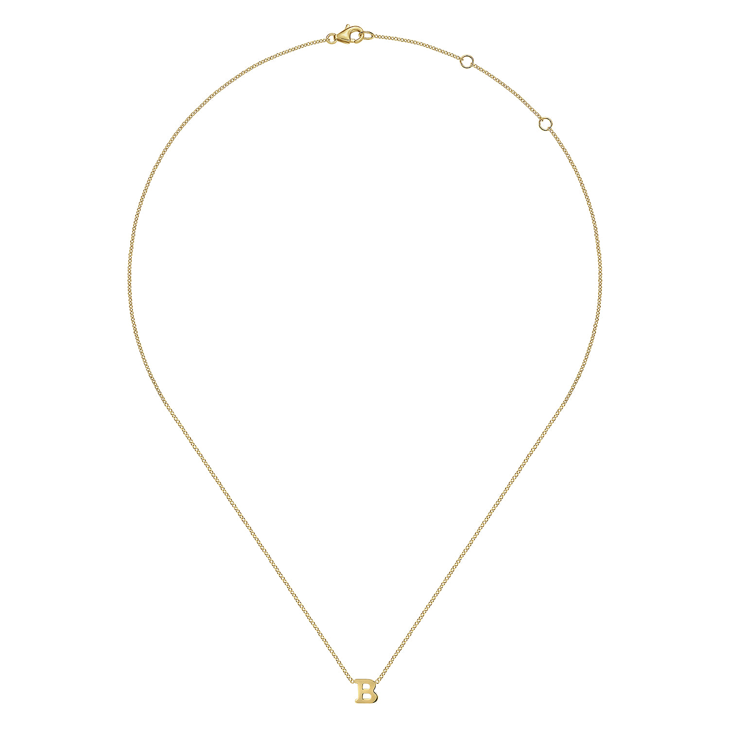 14K Yellow Gold B Initial Necklace - Shot 2