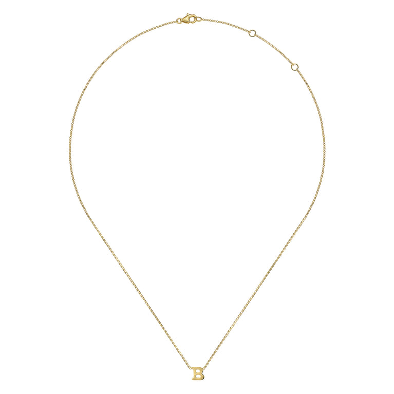 14K Yellow Gold B Initial Necklace - Shot 2