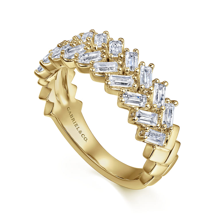 Fancy Wedding Ring in 14k Yellow Gold with Baguette Natural Diamond at Gabriel & Co. - Shot 3