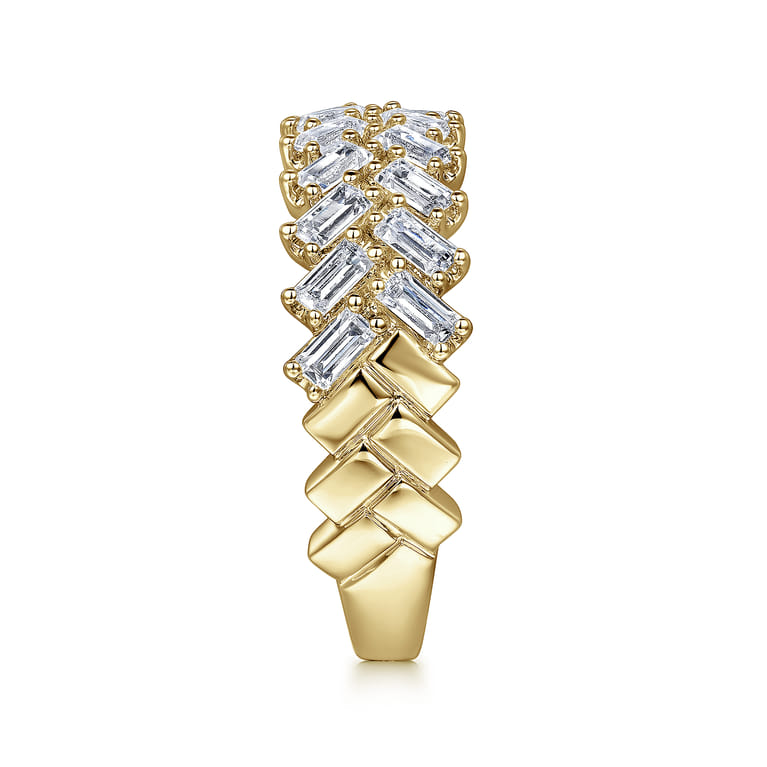 Fancy Wedding Ring in 14k Yellow Gold with Baguette Natural Diamond at Gabriel & Co. - Shot 4