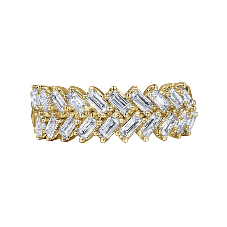Fancy Wedding Ring in 14k Yellow Gold with Baguette Natural Diamond at Gabriel & Co. - Shot 5