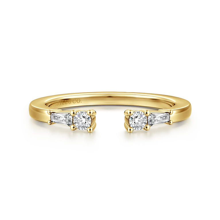 Open Ring Wedding Ring in 14k Yellow Gold with Baguette Natural Diamond at Gabriel & Co. - Shot 1