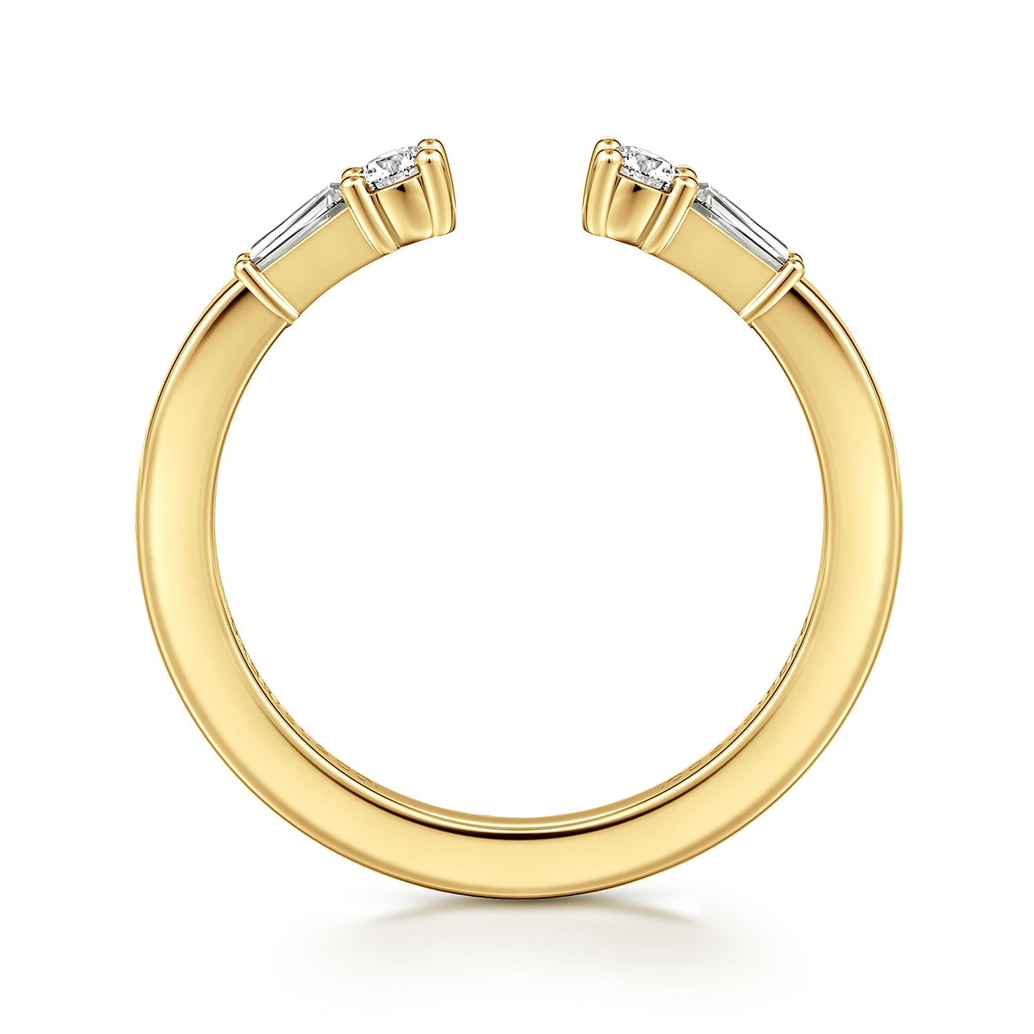 14K Yellow Gold Baguette and Round Open Diamond Anniversary Band