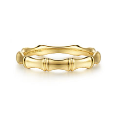 14K Yellow Gold Bamboo Shape Stackable Ring