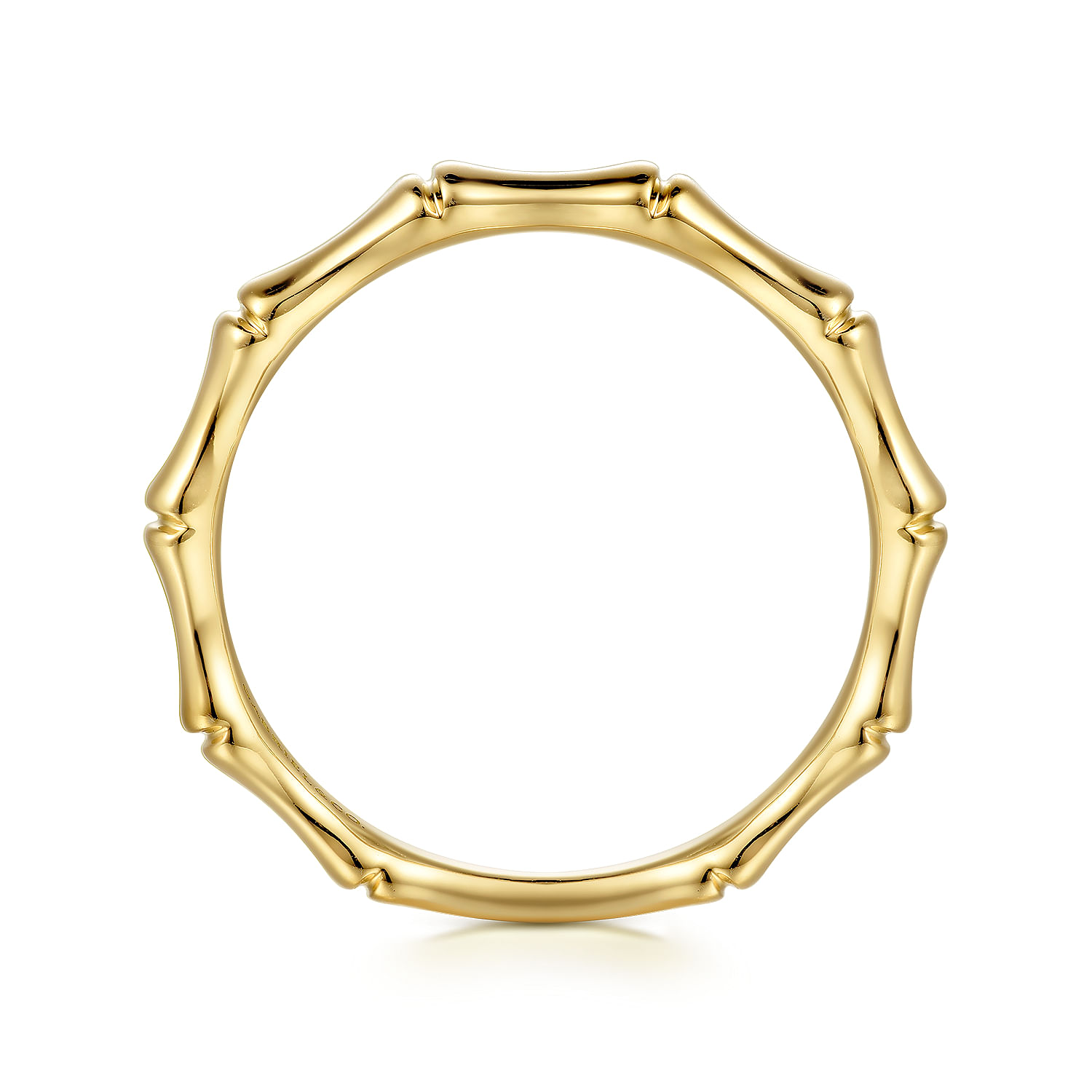 14K Yellow Gold Bamboo Shape Stackable Ring - Shot 2