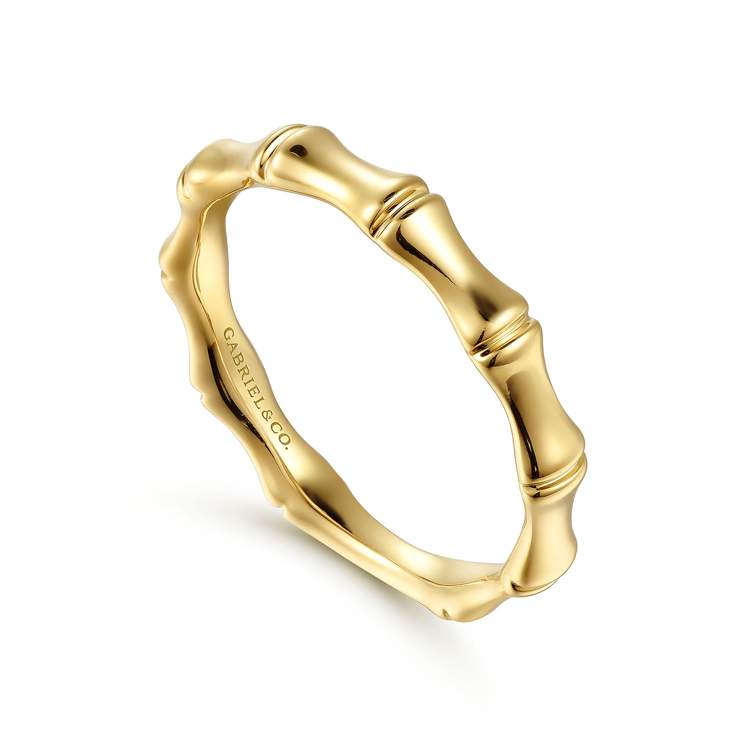 14K Yellow Gold Bamboo Shape Stackable Ring - Shot 3