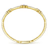 14K Yellow Gold Bangle with Diamond and Sapphire Clover Stations - 0.4 ct